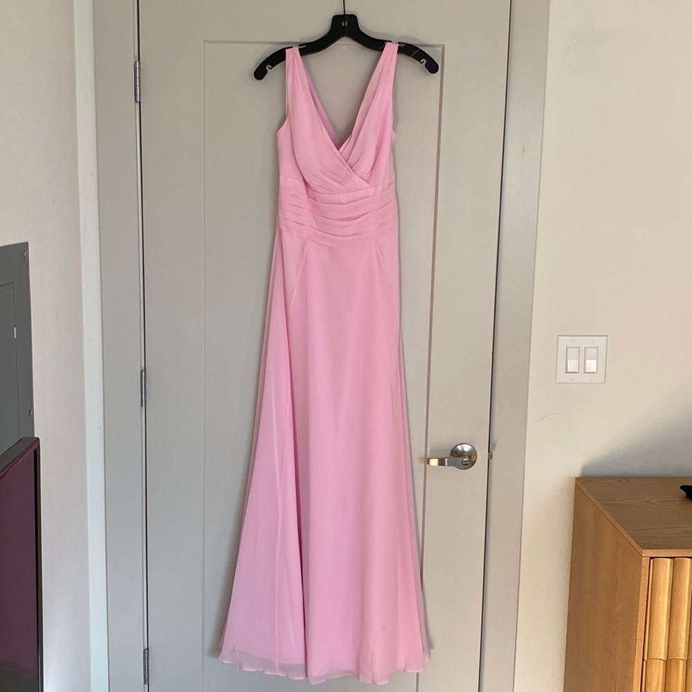 Pink David’s Bridal bridesmaid dress, size 8, never worn. Shade “tickled”